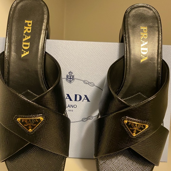 Prada  Calzature Black Leather Mules - Picture 3 of 10